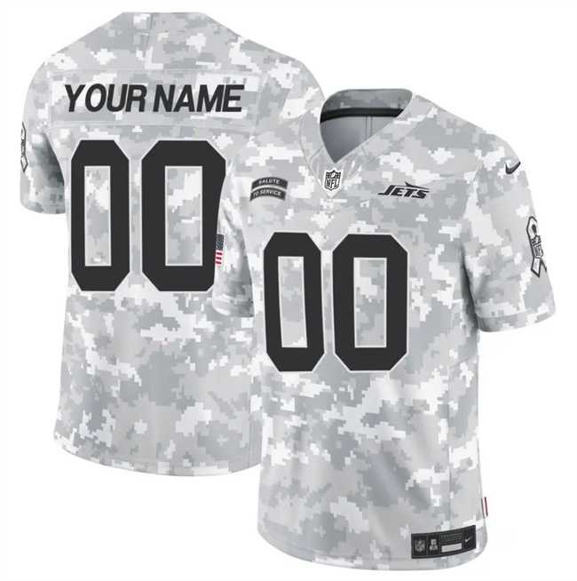 Men%27s New York Jets Active Player Custom 2024 F.U.S.E Arctic Camo Salute To Service Limited Stitched Football Jersey